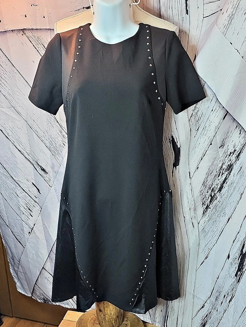 DKNY Studded Mini Dress in Black